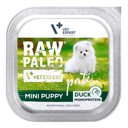 Raw Paleo Duck Pate Mini Puppy 12x150g Monoproteinowa Mokra Karma Pasztet Dla Szczeniąt Małych Ras Z Kaczką
