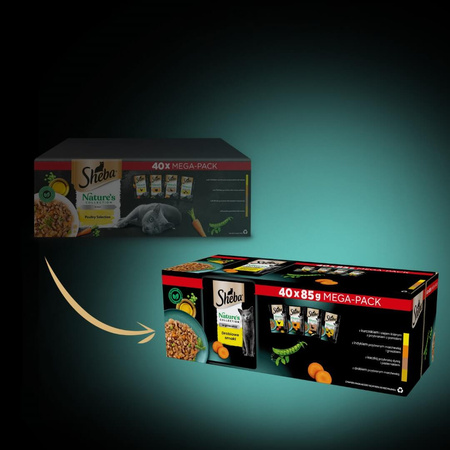 Sheba Nature’s Collection Drobiowe Smaki 40x85g Mokra Karma Pełnoporcjowa Dla Kota W Galaretce