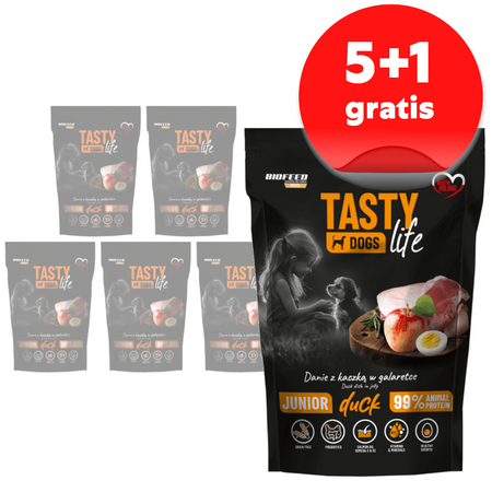 Biofeed Tasty Dogs Life Junior z Kaczką w Galaretce 6x500g Bezzbożowa Mokra Karma Dla Szczeniąt 5+1 GRATIS