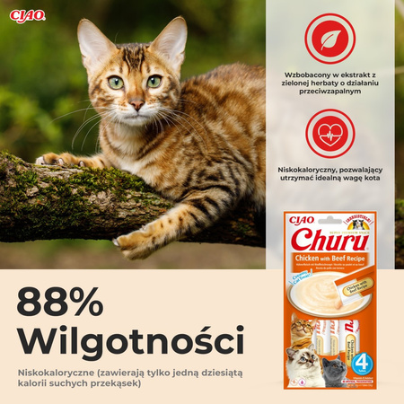 Inaba Cat Churu Chicken With Beef 4x56g Kremowy Przysmak Dla Kota Pasta Z Kurczakiem I Wołowiną 3+1 Gratis