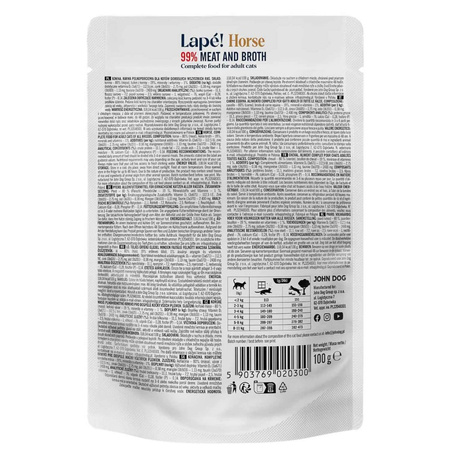 John Dog For Cats Lapé 20x100g Monobiałkowa Mokra Karma Dla Kota Z Koniną