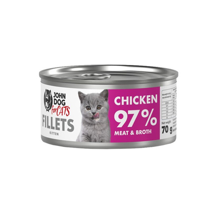 John Dog for Cats Mokra Karma Dla Kociąt Mix Smaków Filety Z Kurczaka I Z Łososia 12x70g
