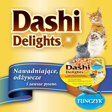 Inaba Cat Dashi Delights 12x70g Uzupełniająca Karma Dla Kota Bulion z Tuńczykiem i Serem