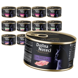 Dolina Noteci Premium Mix Smaków 12x185g Mokra Karma Dla Kota Bogata w Indyka Gęś i Królika