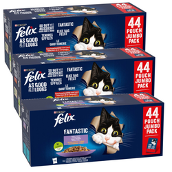 Felix Fantastic Wiejskie Smaki i Wybór Smaków 132x85g Mokra Karma Dla Kota Mix smaków W Galaretce