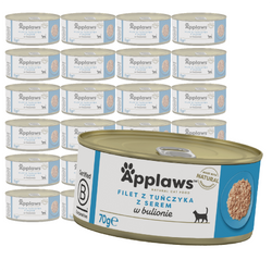 Applaws Cat Mokra Karma Dla Kota 24x70g Filet Z Tuńczyka Z Serem W Bulionie