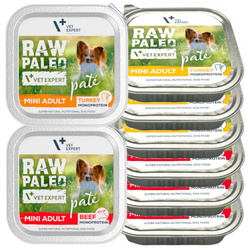 Raw Paleo Pate Mini Mokra Karma Dla Psów Dorosłych Z Wołowiną I Indykiem Tacka 8x150g