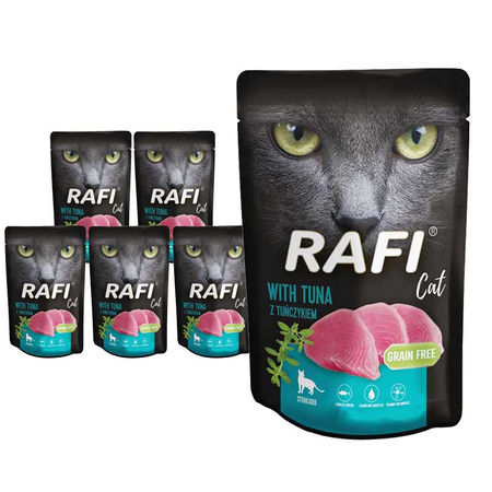 Mokra Karma dla Kotów Sterylizowanych z Tuńczykiem Rafi Cat Adult Saszetka Zestaw 6x100g