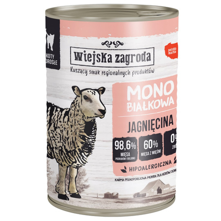 Wiejska Zagroda Monobiałkowa Karma Mokra Dla Kota Mix 3 Smaków Bez Drobiu 98,6% Mięsa 12x400g