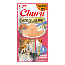 Inaba Cat Churu Salmon With Tuna 4x14g (56g) Kremowy Przysmak Dla Kota Pasta z Łososiem i Tuńczykiem