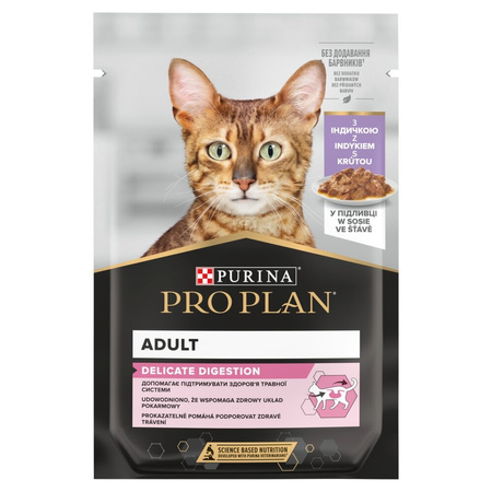 Purina Pro Plan Adult Delicate Digestion 26x85g (18+8 GRATIS) Mokra Karma Dla Kota z Indykiem w Sosie