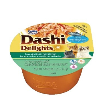 Inaba Cat Dashi Delights 12x70g Uzupełniająca Karma Dla Kota Bulion z Tuńczykiem i Płatkami Bonito