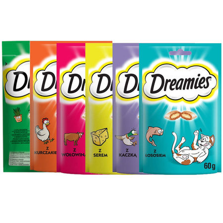 Dreamies Przysmaki Dla Kota 6x60g Chrupiące Paszteciki z Nadzieniem Mix 6 Smaków
