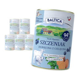 Baltica Jagnięcina z Cielęciną 6x400g Bezzbożowa Mokra Karma Dla Szczeniąt