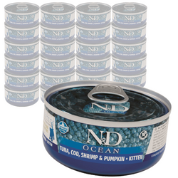 Farmina N&D Cat Ocean Tuna Cod Shrimp & Pumpkin Kitten 24x70g Mokra Karma Dla Kociąt Tuńczyk Dorsz Krewetka Dynia