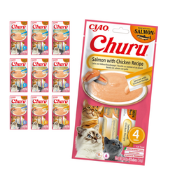 Inaba Cat Churu Salmon Recipe 40x14g Kremowy Przysmak Dla Kota Pasta Mix 3 Smaków