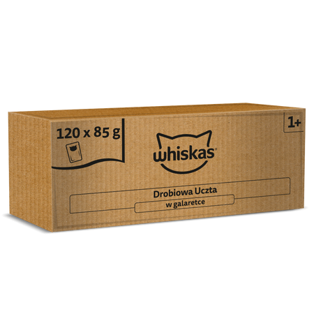 Whiskas Adult Drobiowa Uczta 120x85g Mokra Karma Dla Dorosłego Kota w Galaretce z Kurczakiem Kaczką Drobiem Indykiem