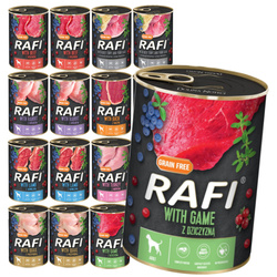 Rafi 16x400g Bezzbożowa Mokra Karma dla Dorosłych Psów Mix 8 Smaków