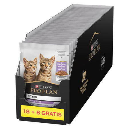 Purina Pro Plan Kitten Healthy Start 26x85g (18+8 GRATIS) Mokra Karma Dla Kociąt z Indykiem w Sosie