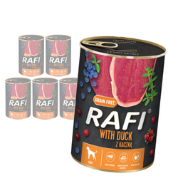 Rafi 6x400g Bezzbożowa Mokra Karma Dla Psa Z Kaczką Żurawiną I Borówką