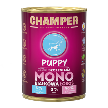 Champer Puppy Monobiałkowa 24x400g Mokra Karma Dla Szczeniąt Mix Smaków Wsparcie Rozwoju
