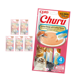 Inaba Cat Churu Salmon With Scallop Flavour 24x14g Kremowy Przysmak Dla Kota Pasta z Łososiem i Przegrzebkami