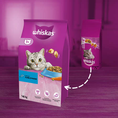 WHISKAS Adult TUŃCZYK 2 x 14kg sucha karma dla kotów