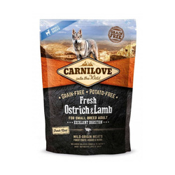 CARNILOVE FRESH OSTRICH & LAMB FOR SMALL BREED ADULT 1,5KG - sucha karma dla psów małych ras, z jagnięciną i strusiem