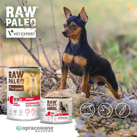 Raw Paleo Beef&Rabbit Adult Duoprotein 200g​ Mokra Karma Dla Psa z Wołowiną i Królikiem