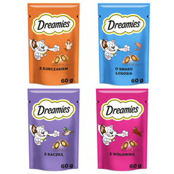 Dreamies 4x60g Chrupiące Przysmaki Dla Kota Z Kremowym Nadzieniem Mix 4 Smaków