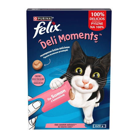 Felix Deli Moments 8x10g Kremowe Przekąski Dla Kotów Z Kurczakiem  I Łososiem