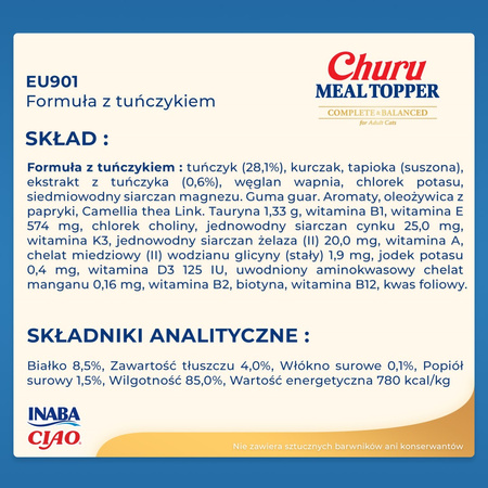 Inaba Cat Meal Topper 4x14g (56g) Kremowy Przysmak Dla Kota Pasta z Tuńczykiem