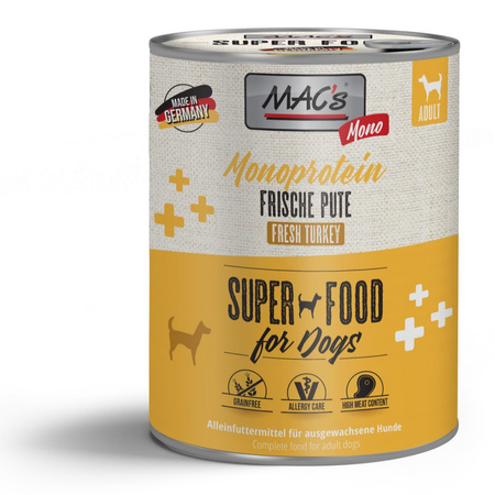 Mac's Dog 6x800g Mokra Karma Monoproteinowa z Indykiem Dla Psów Skłonnych Do Alergii