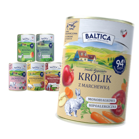 Baltica Mix Smaków Bez Drobiu 6x400g Bezzbożowa Mokra Karma Dla Psa