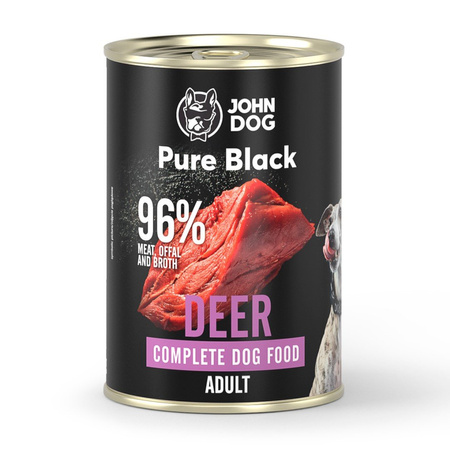 John Dog Karma Mokra Dla Psa Pure Black Mix 6 Smaków 24x400g Dzik Jagnięcina Jeleń Kaczka Bażant Wołowina