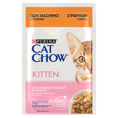 Purina Cat Chow Kitten 24x85g Mokra Karma Dla Kociąt  z Indykiem i Cukinią w Galaretce