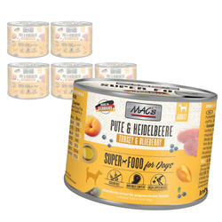 MAC's Dog 6x200g Bezzbożowa Mokra Karma Dla Psa z Indykiem i Borówką Na Stawy Skórę Sierść