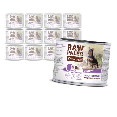 Raw Paleo Duck&Boar Adult Duoprotein 12x200g Mokra Karma Dla Psa z Kaczką i Dzikiem