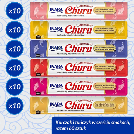 Inaba Cat Churu 60x14g (840g) Kremowy Przysmak Dla Kota Pasta Mix Z Tuńczykiem