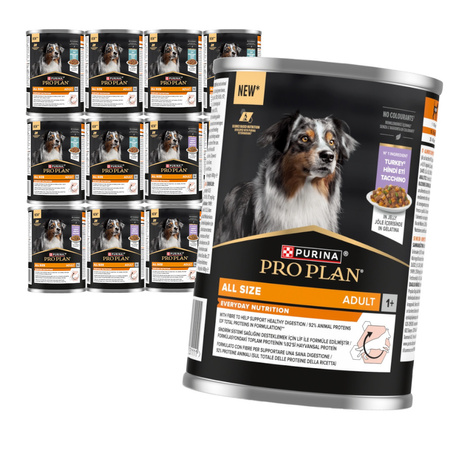 Purina Pro Plan Everyday Nutrition All Size Adult 12x400g Mokra Karma Dla Psa Bogata w Indyka i Rybę w Galaretce
