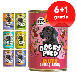 Dobry Pies 7x400g Mokra Karma Dla Dorosłych Psów Wszystkich Ras Mix 7 Smaków 6+1 GRATIS