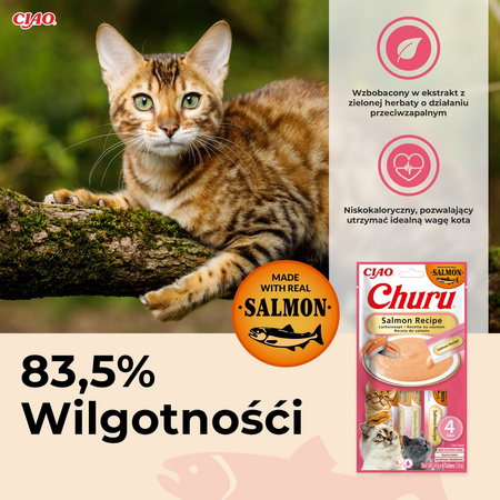 Inaba Cat Churu Salmon Recipe 40x14g Kremowy Przysmak Dla Kota Pasta Mix 4 Smaków