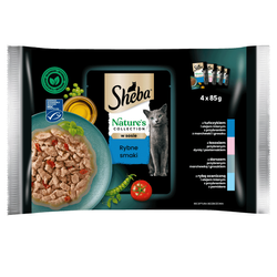 Sheba Nature's Collection 4x85g Mokra Karma Dla Kotów Rybne Smaki W Sosie Ryba Oceaniczna Tuńczyk Łosoś Dorsz