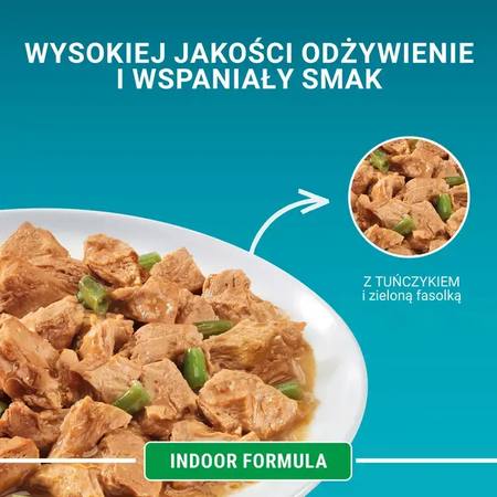 Purina One Indoor Formula 6x85g Mokra Karma Dla Kota Z Tuńczykiem I Zielona Fasolką