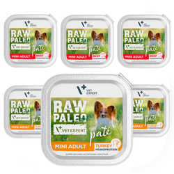Raw Paleo Pate Mini Adult Mix Tacka 6x150g Mokra Karma Dla Psów Małych Ras z Wołowiną i Indykiem