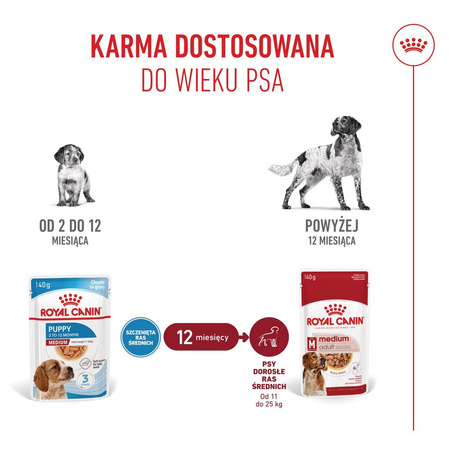 Royal Canin Medium Puppy 140g Karma Mokra W Sosie Dla Szczeniąt Ras Średnich Do 12 Miesiąca Życia 