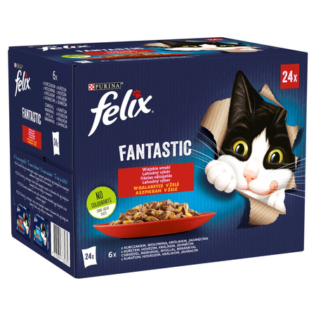 Felix Fantastic Karma Dla Kotów Wiejskie Smaki W Galaretce 8,16kg (96x85g) Wołowina Kurczak Jagnięcina Królik