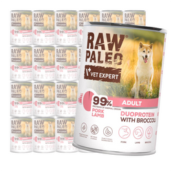 Raw Paleo Pork&Lamb Adult Duoprotein 24x400g Mokra Karma Dla Psa z Wieprzowiną i Jagnięciną