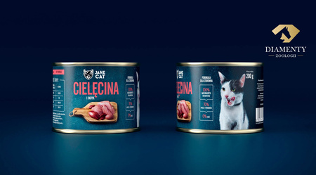 Jane Cat Adult Cielęcina Indyk 12x200g Mokra Karma Dla Kotów Bez Zbóż