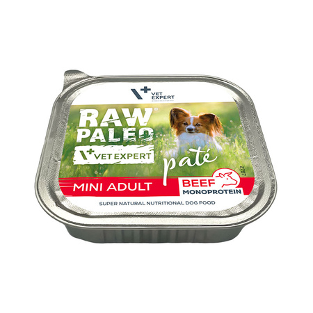 Raw Paleo Pate Mini Adult Beef Tacka 12x150g Mokra Karma Dla Psów Małych Ras z Wołowiną